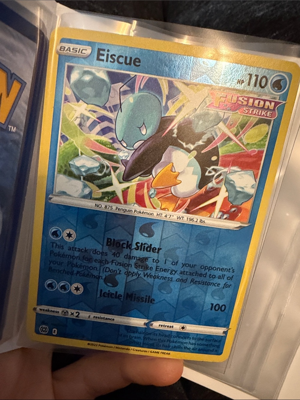 Pokemon Eiscue Trading Card Blue Yellow - reverse, rare, vintage